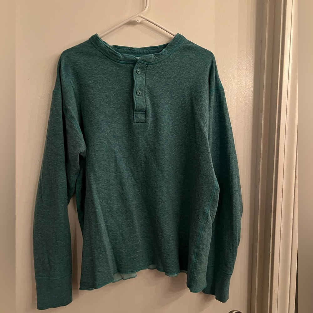 LLBean Men’s Turquoise Henley Long Sleeve || size Large